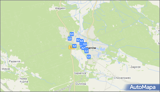 mapa Chocianów, Chocianów na mapie Targeo