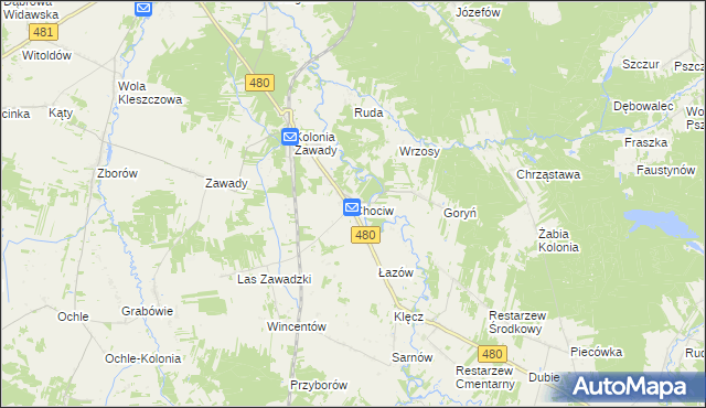 mapa Chociw gmina Widawa, Chociw gmina Widawa na mapie Targeo
