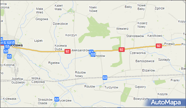 mapa Chodów powiat kolski, Chodów powiat kolski na mapie Targeo