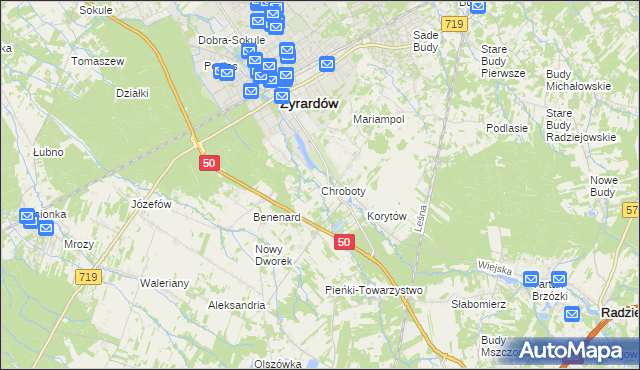 mapa Chroboty, Chroboty na mapie Targeo