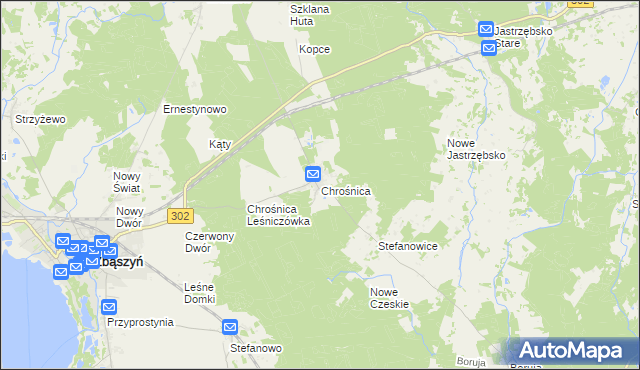 mapa Chrośnica gmina Zbąszyń, Chrośnica gmina Zbąszyń na mapie Targeo