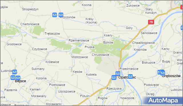 mapa Chrustowice, Chrustowice na mapie Targeo