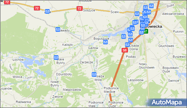 mapa Chrusty gmina Rawa Mazowiecka, Chrusty gmina Rawa Mazowiecka na mapie Targeo