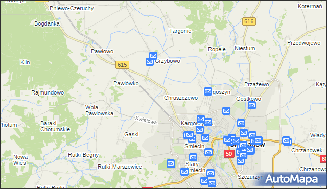 mapa Chruszczewo, Chruszczewo na mapie Targeo