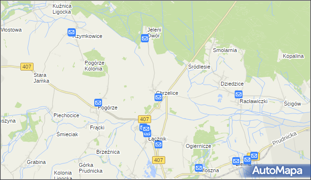mapa Chrzelice, Chrzelice na mapie Targeo