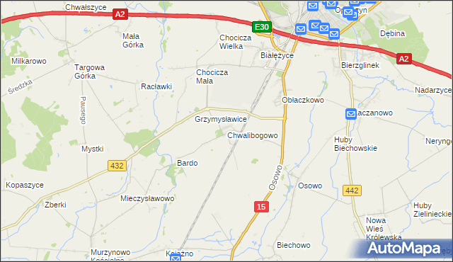 mapa Chwalibogowo gmina Września, Chwalibogowo gmina Września na mapie Targeo