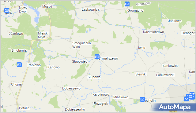 mapa Chwaliszewo gmina Kcynia, Chwaliszewo gmina Kcynia na mapie Targeo