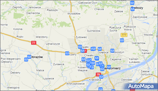 mapa Chwałki gmina Obrazów, Chwałki gmina Obrazów na mapie Targeo