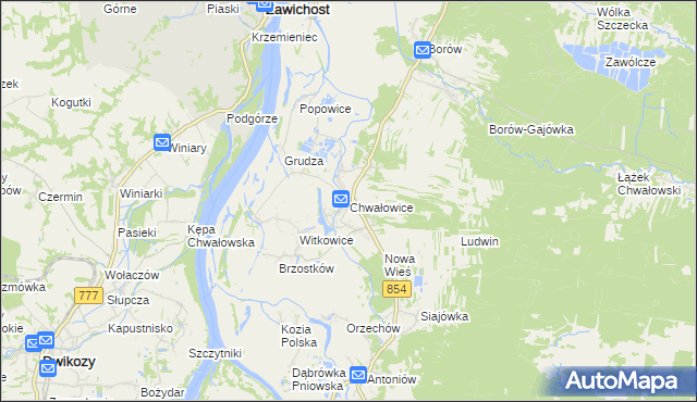 mapa Chwałowice gmina Radomyśl nad Sanem, Chwałowice gmina Radomyśl nad Sanem na mapie Targeo