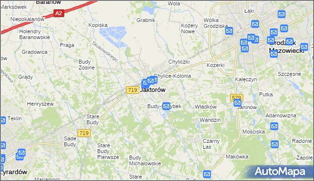 mapa Chylice gmina Jaktorów, Chylice gmina Jaktorów na mapie Targeo