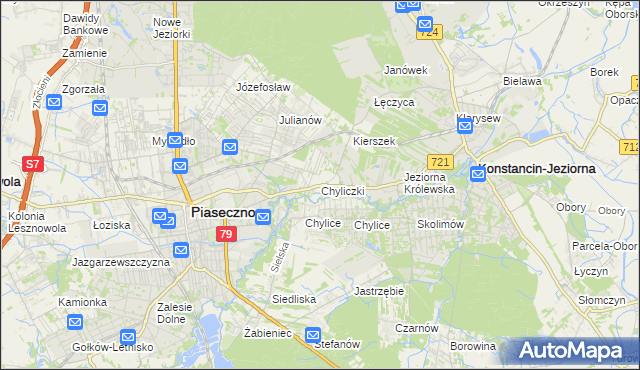 mapa Chyliczki gmina Piaseczno, Chyliczki gmina Piaseczno na mapie Targeo