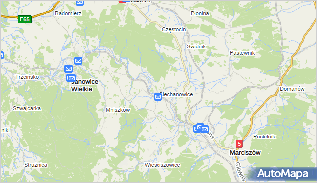 mapa Ciechanowice, Ciechanowice na mapie Targeo