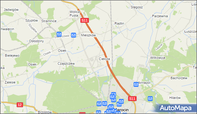 mapa Cielcza, Cielcza na mapie Targeo