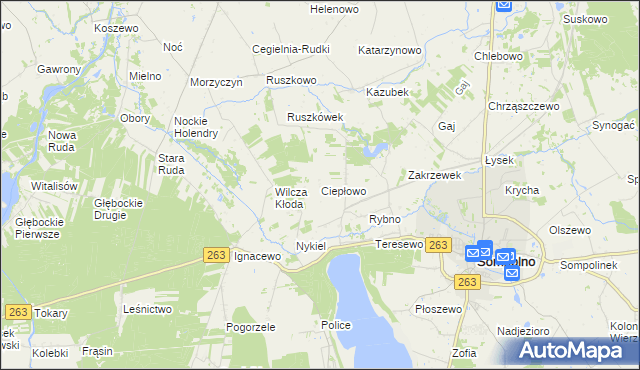mapa Ciepłowo, Ciepłowo na mapie Targeo