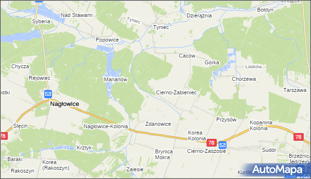 mapa Cierno-Żabieniec, Cierno-Żabieniec na mapie Targeo