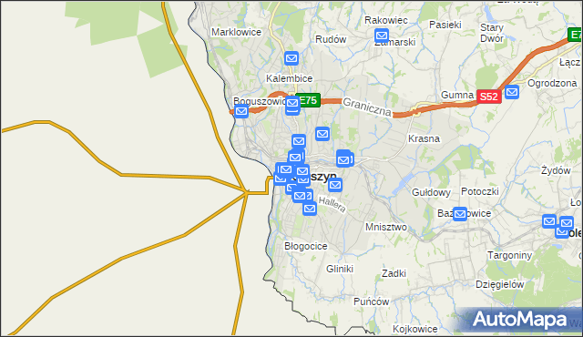 mapa Cieszyna, Cieszyn na mapie Targeo