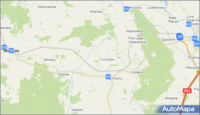 mapa Cimoszki, Cimoszki na mapie Targeo