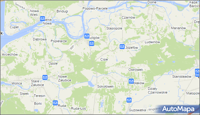 mapa Cisie gmina Dąbrówka, Cisie gmina Dąbrówka na mapie Targeo