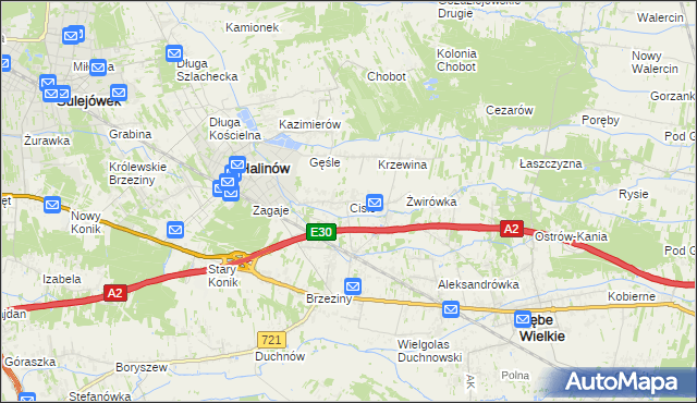 mapa Cisie gmina Halinów, Cisie gmina Halinów na mapie Targeo