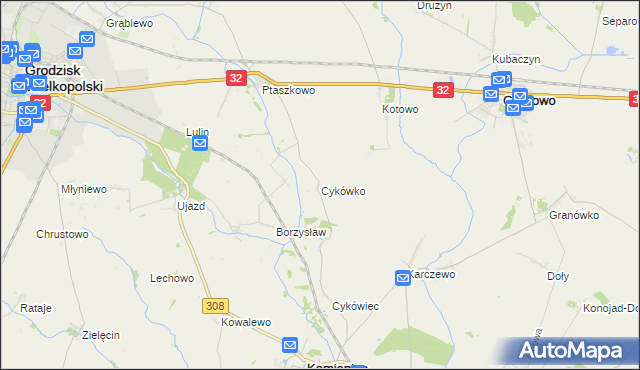 mapa Cykówko, Cykówko na mapie Targeo
