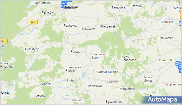 mapa Czachulec Stary, Czachulec Stary na mapie Targeo