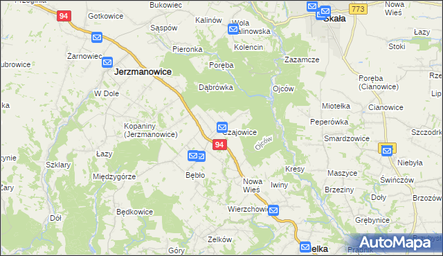 mapa Czajowice, Czajowice na mapie Targeo