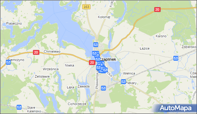 mapa Czaplinek powiat drawski, Czaplinek powiat drawski na mapie Targeo