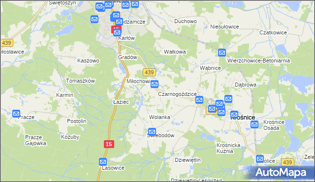 mapa Czarnogoździce, Czarnogoździce na mapie Targeo