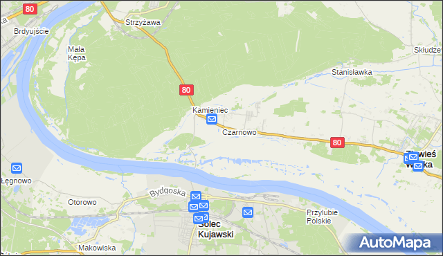 mapa Czarnowo gmina Zławieś Wielka, Czarnowo gmina Zławieś Wielka na mapie Targeo