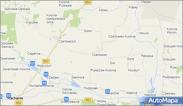 mapa Czartowiec gmina Tyszowce, Czartowiec gmina Tyszowce na mapie Targeo