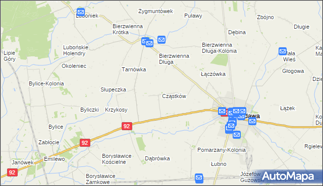 mapa Cząstków gmina Kłodawa, Cząstków gmina Kłodawa na mapie Targeo