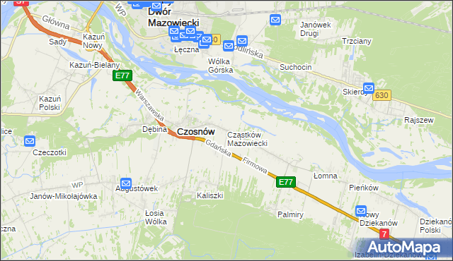 mapa Cząstków Mazowiecki, Cząstków Mazowiecki na mapie Targeo