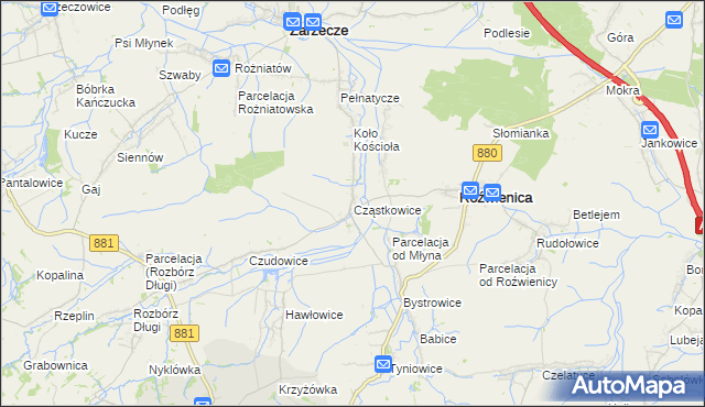 mapa Cząstkowice, Cząstkowice na mapie Targeo