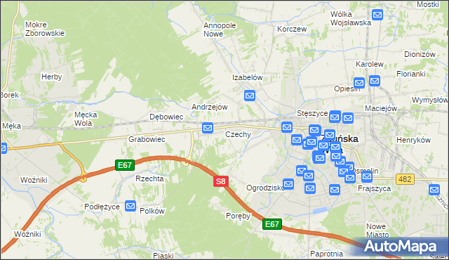 mapa Czechy gmina Zduńska Wola, Czechy gmina Zduńska Wola na mapie Targeo