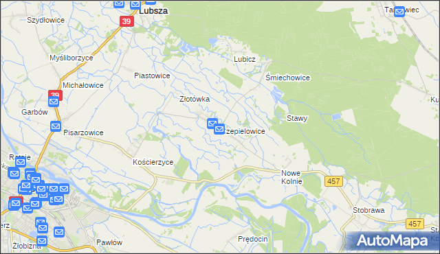 mapa Czepielowice, Czepielowice na mapie Targeo