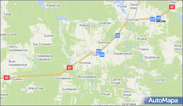 mapa Czermno gmina Fałków, Czermno gmina Fałków na mapie Targeo