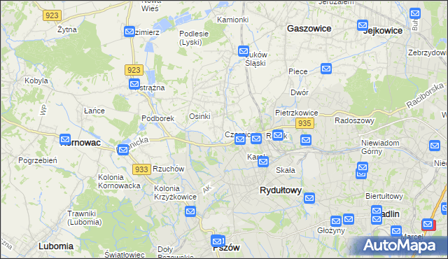 mapa Czernica gmina Gaszowice, Czernica gmina Gaszowice na mapie Targeo