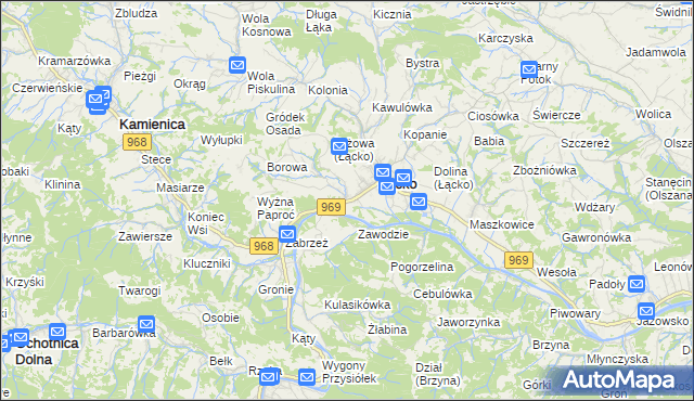 mapa Czerniec gmina Łącko, Czerniec gmina Łącko na mapie Targeo
