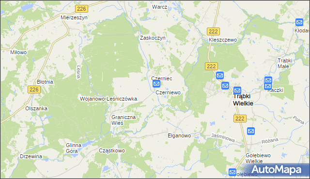 mapa Czerniewo gmina Trąbki Wielkie, Czerniewo gmina Trąbki Wielkie na mapie Targeo