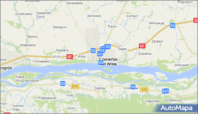 mapa Czerwińsk nad Wisłą, Czerwińsk nad Wisłą na mapie Targeo