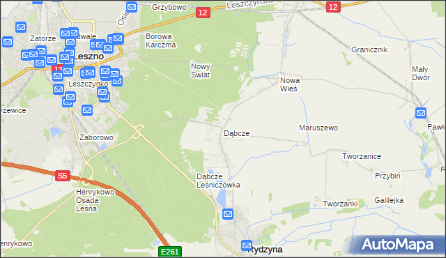 mapa Dąbcze, Dąbcze na mapie Targeo
