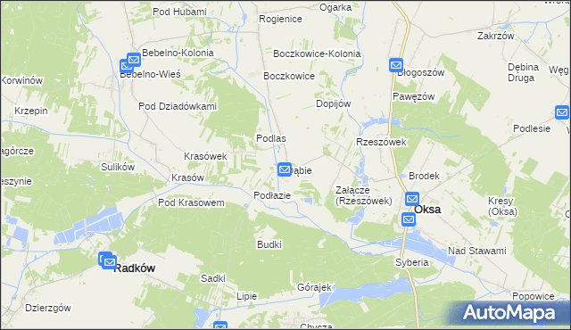 mapa Dąbie gmina Włoszczowa, Dąbie gmina Włoszczowa na mapie Targeo