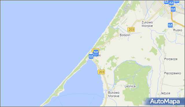 mapa Dąbki gmina Darłowo, Dąbki gmina Darłowo na mapie Targeo