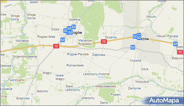 mapa Dąbrowa gmina Jeżów, Dąbrowa gmina Jeżów na mapie Targeo