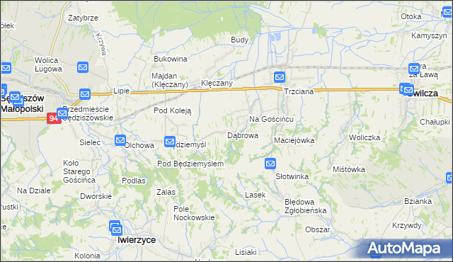 mapa Dąbrowa gmina Świlcza, Dąbrowa gmina Świlcza na mapie Targeo