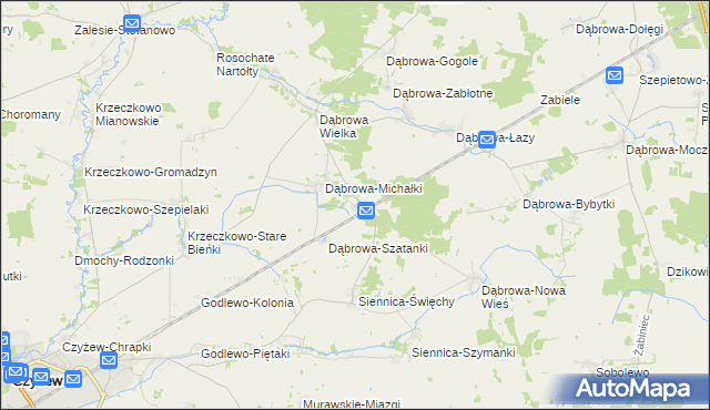 mapa Dąbrowa-Kity, Dąbrowa-Kity na mapie Targeo