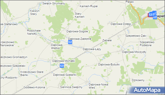 mapa Dąbrowa-Łazy gmina Szepietowo, Dąbrowa-Łazy gmina Szepietowo na mapie Targeo