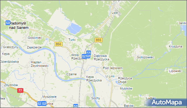 mapa Dąbrowa Rzeczycka, Dąbrowa Rzeczycka na mapie Targeo