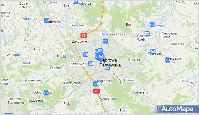 mapa Dąbrowa Tarnowska, Dąbrowa Tarnowska na mapie Targeo