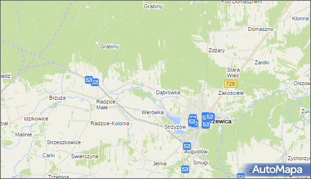 mapa Dąbrówka gmina Drzewica, Dąbrówka gmina Drzewica na mapie Targeo